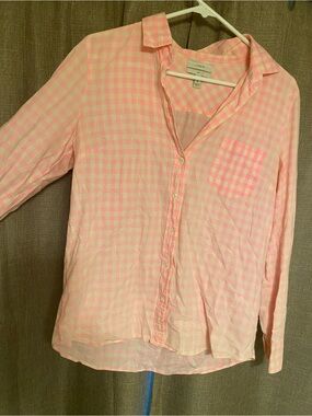 J. Crew Pink and White Gingham Shirt
